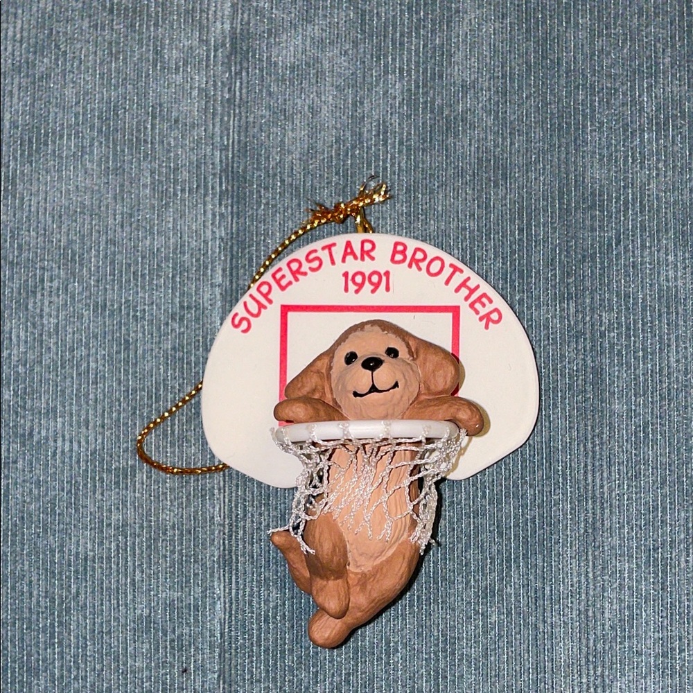 Hallmark Superstar Brother 1991 Dog Basketball Ornament